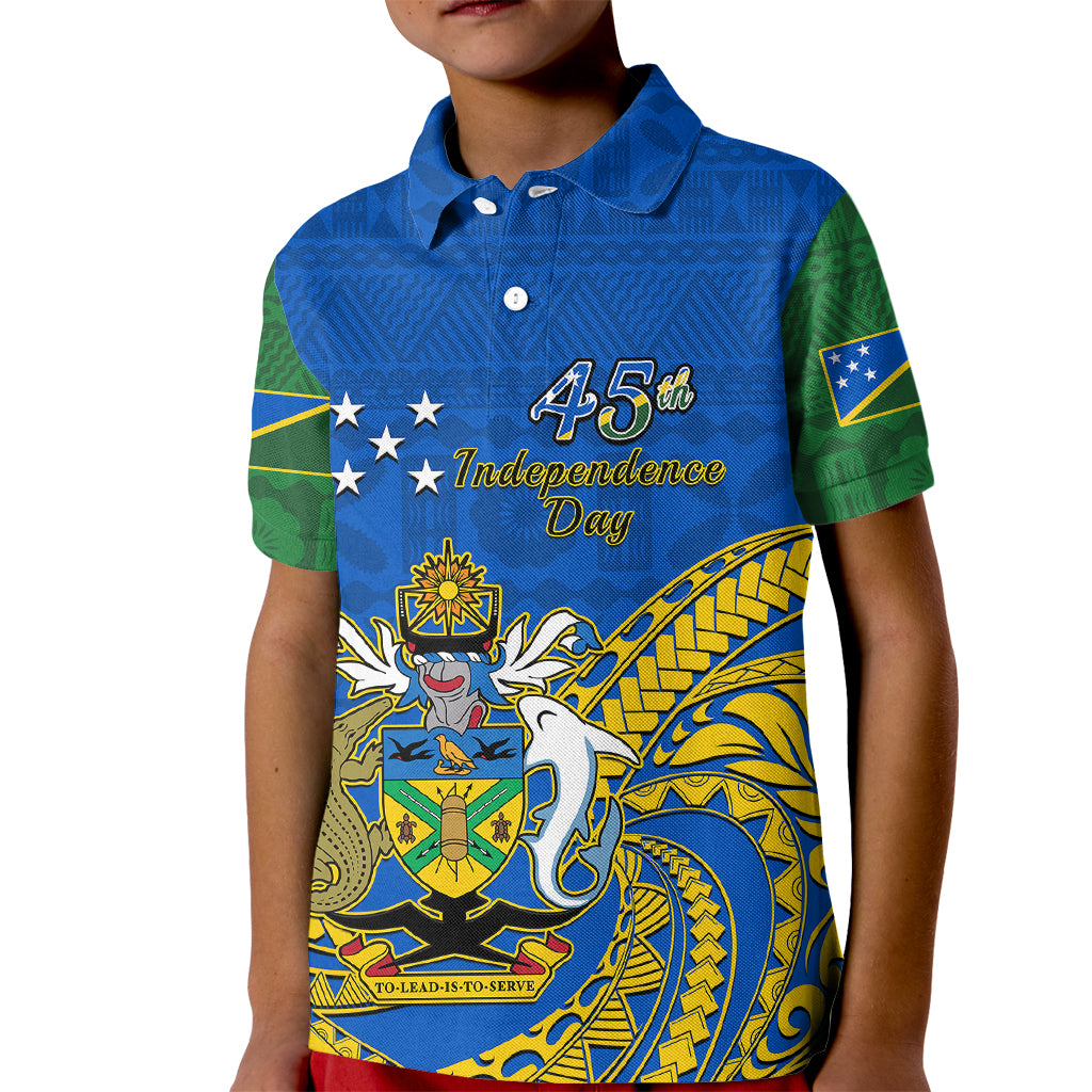 Polynesian Pride Independence Day Solomon Islands Kid Polo Shirt Happy 45th Anniversary LT14 Kid Blue - Polynesian Pride