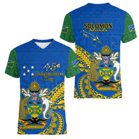 Polynesian Pride Independence Day Solomon Islands Women V Neck T Shirt Happy 45th Anniversary LT14 - Polynesian Pride
