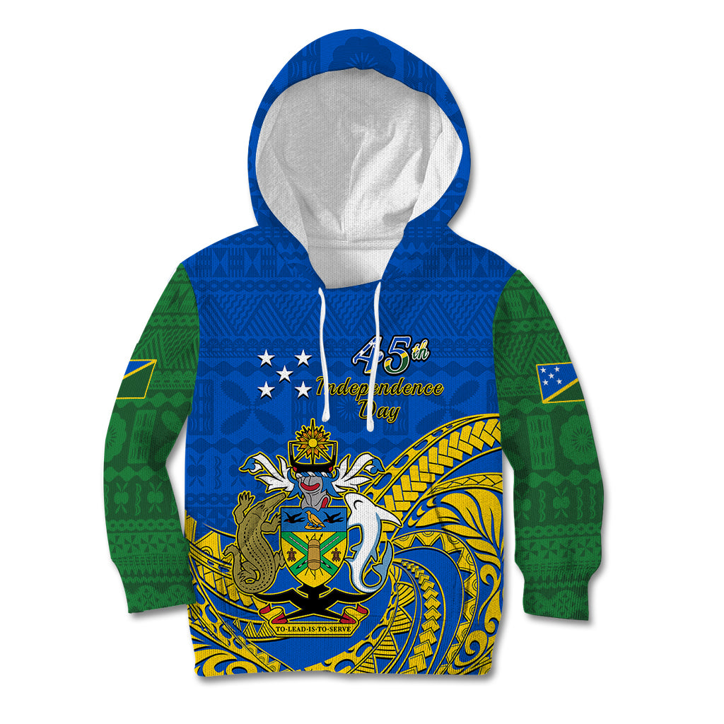 Personalised Independence Day Solomon Islands Kid Hoodie Happy 45th Anniversary LT14 Hoodie Blue - Polynesian Pride