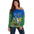 Personalised Independence Day Solomon Islands Off Shoulder Sweater Happy 45th Anniversary LT14 Women Blue - Polynesian Pride