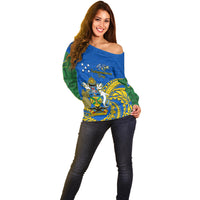 Personalised Independence Day Solomon Islands Off Shoulder Sweater Happy 45th Anniversary LT14 - Polynesian Pride