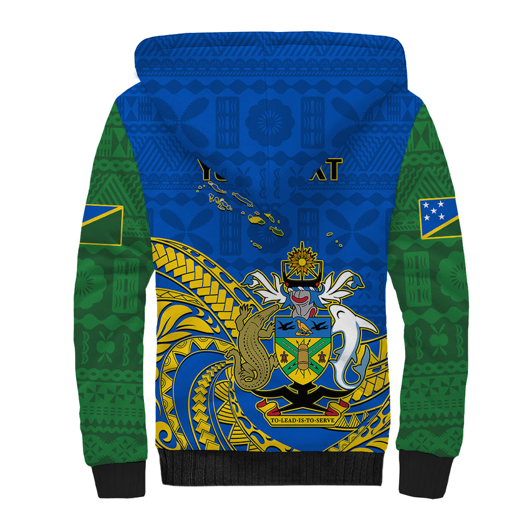 Personalised Independence Day Solomon Islands Sherpa Hoodie Happy 45th Anniversary LT14 - Polynesian Pride