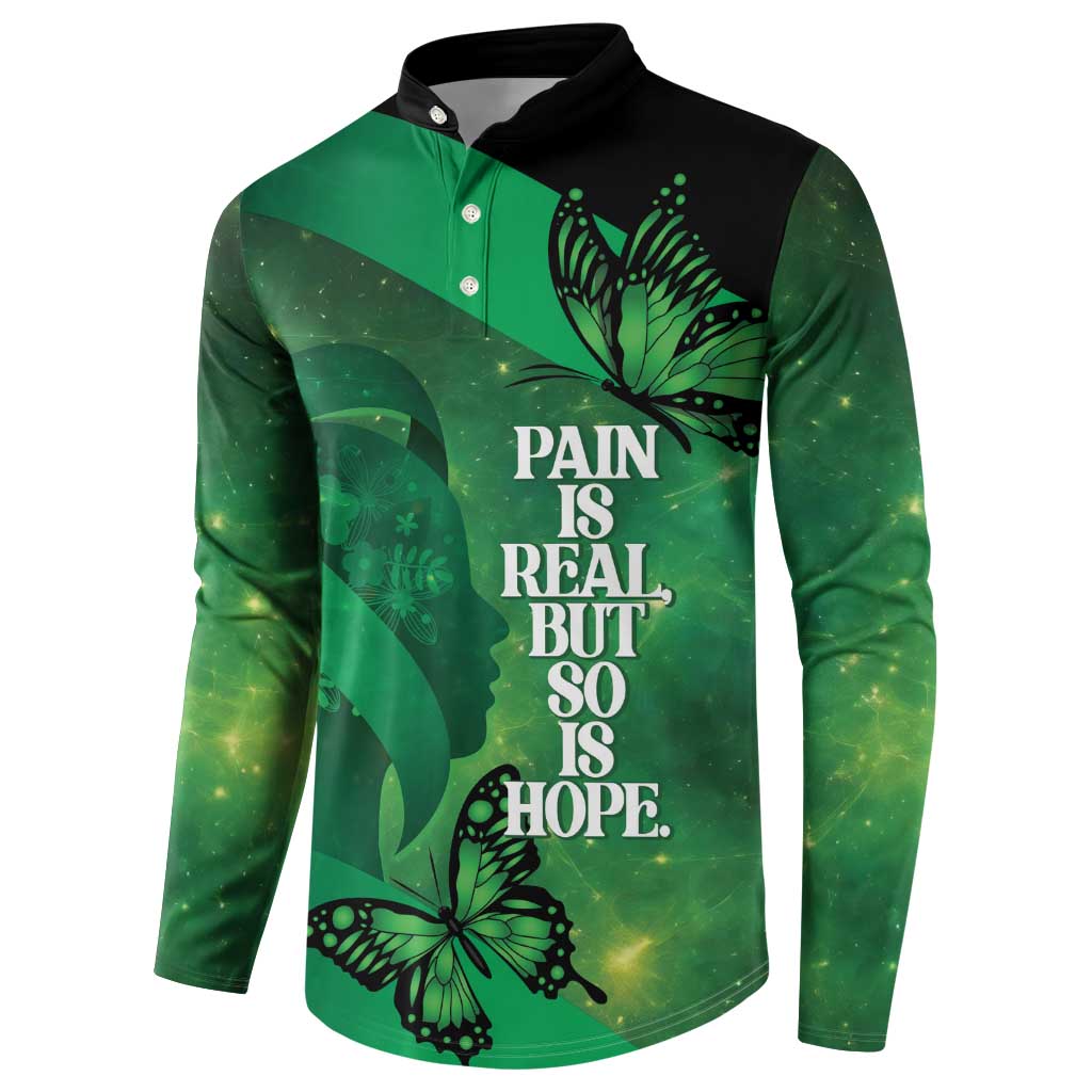 Personalised World Mental Health Awareness Month Button Sweatshirt Warriors Brave Strong Galaxy Vibes