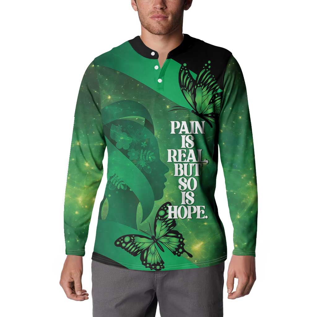 Personalised World Mental Health Awareness Month Button Sweatshirt Warriors Brave Strong Galaxy Vibes