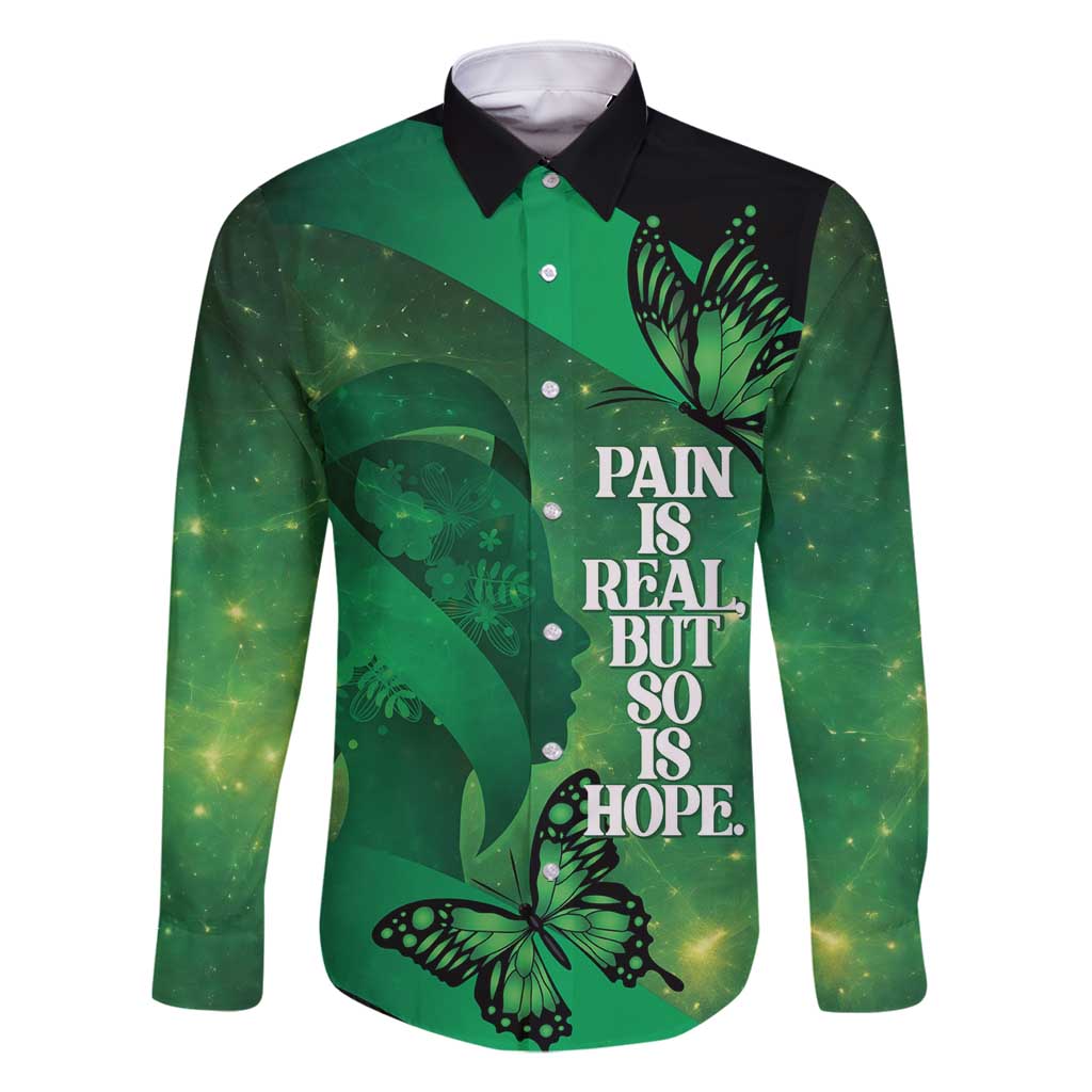 Personalised World Mental Health Awareness Month Family Matching Long Sleeve Bodycon Dress and Hawaiian Shirt Warriors Brave Strong Galaxy Vibes