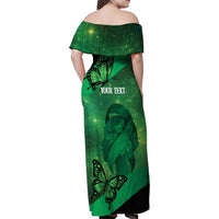 Personalised World Mental Health Awareness Month Family Matching Off Shoulder Maxi Dress and Hawaiian Shirt Warriors Brave Strong Galaxy Vibes