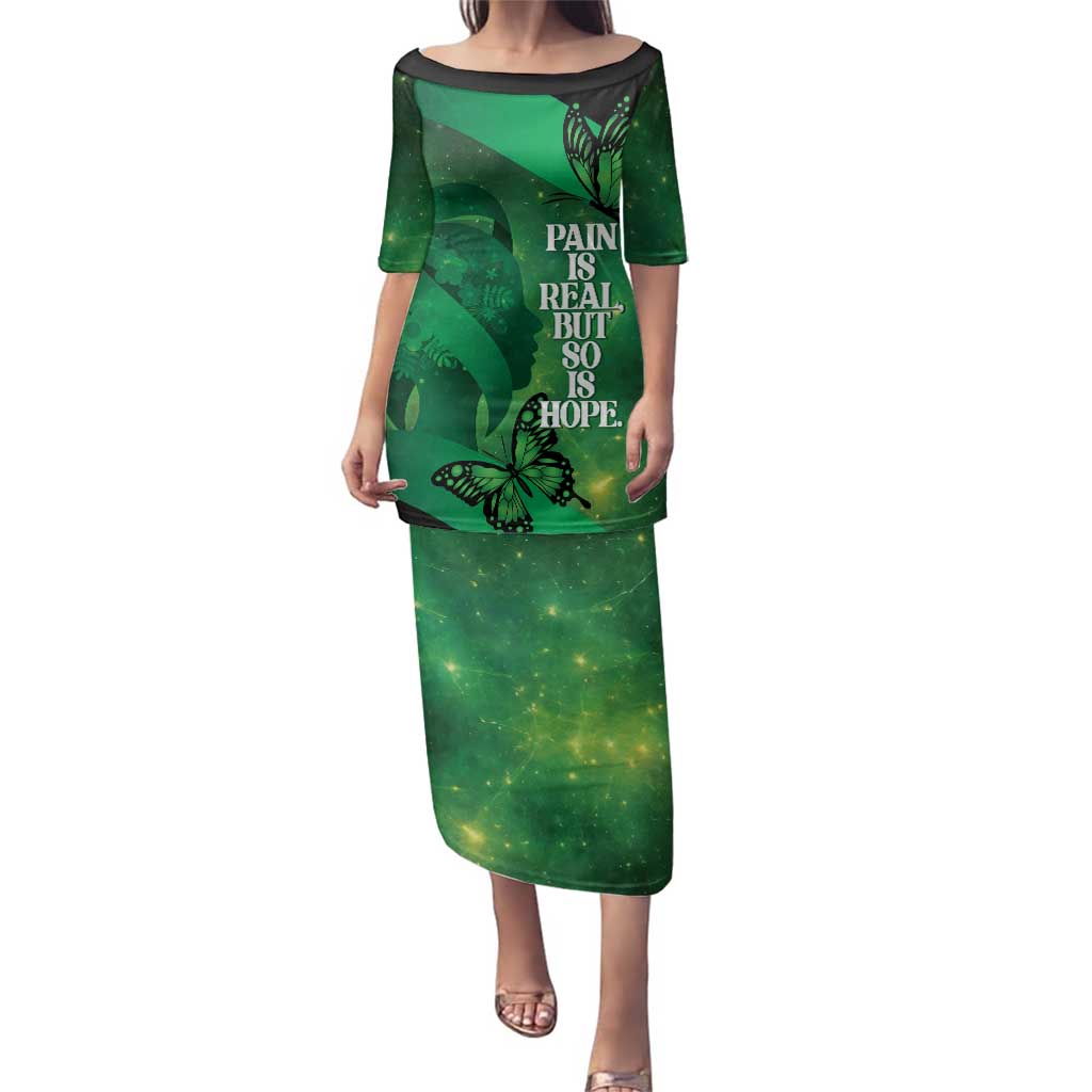 Personalised World Mental Health Awareness Month Family Matching Puletasi and Hawaiian Shirt Warriors Brave Strong Galaxy Vibes