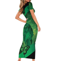 Personalised World Mental Health Awareness Month Family Matching Short Sleeve Bodycon Dress and Hawaiian Shirt Warriors Brave Strong Galaxy Vibes