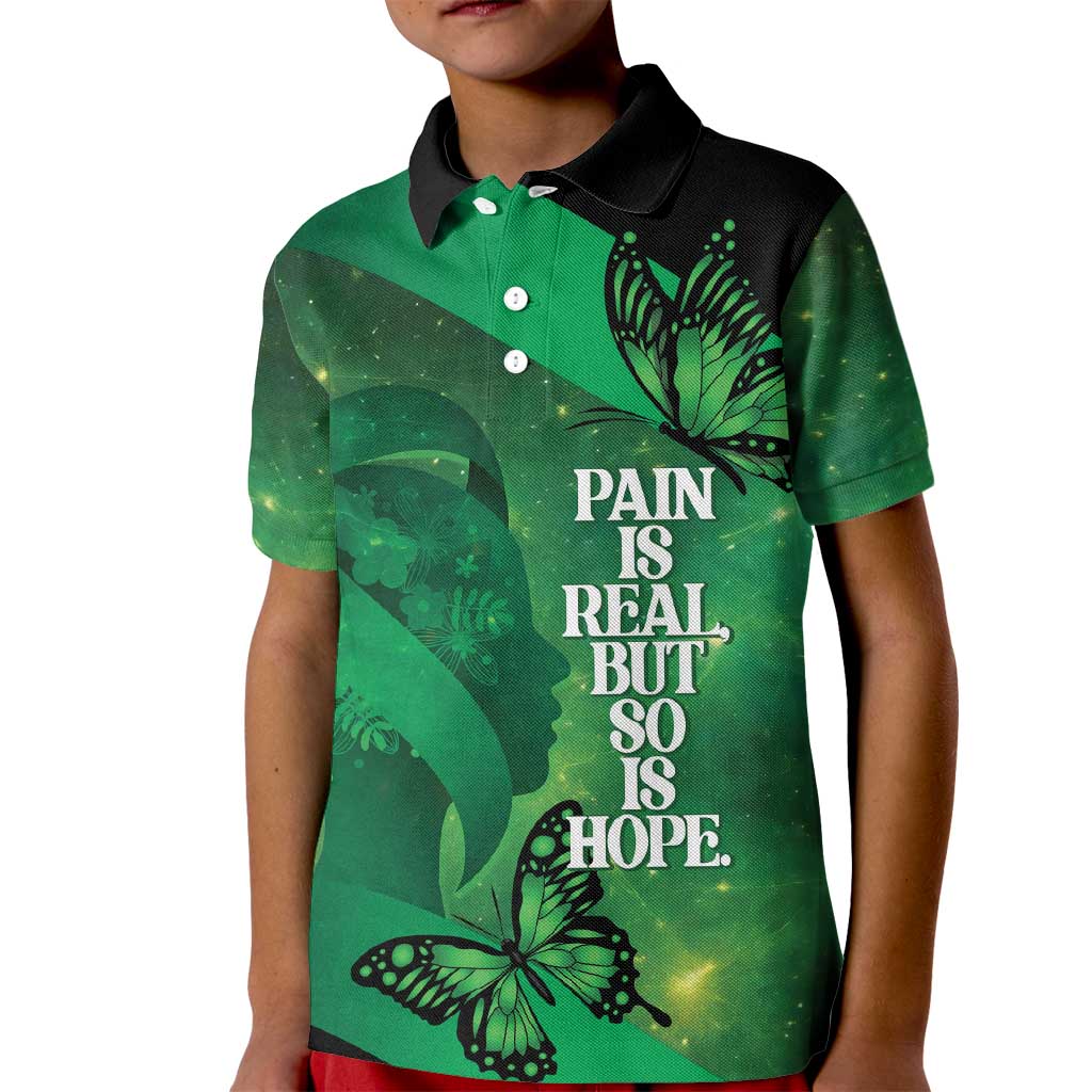 Personalised World Mental Health Awareness Month Kid Polo Shirt Warriors Brave Strong Galaxy Vibes LT14 Kid Green - Polynesian Pride