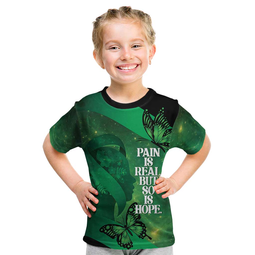 Personalised World Mental Health Awareness Month Kid T Shirt Warriors Brave Strong Galaxy Vibes LT14 Green - Polynesian Pride