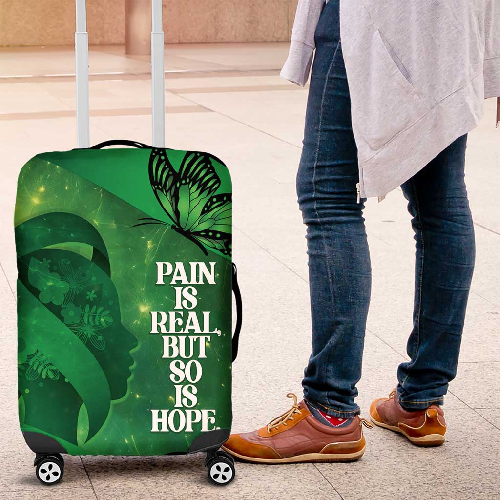 World Mental Health Awareness Month Luggage Cover Warriors Brave Strong Galaxy Vibes LT14 Green - Polynesian Pride