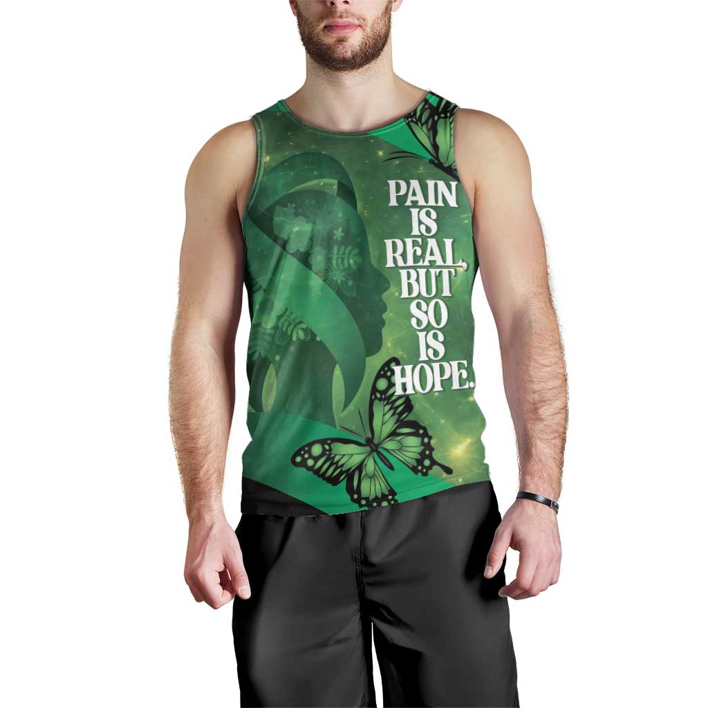 Personalised World Mental Health Awareness Month Men Tank Top Warriors Brave Strong Galaxy Vibes
