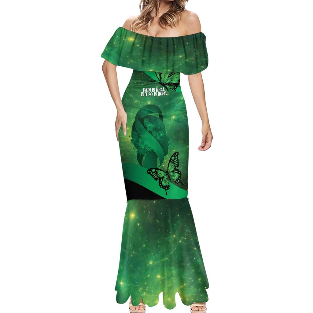 Personalised World Mental Health Awareness Month Mermaid Dress Warriors Brave Strong Galaxy Vibes
