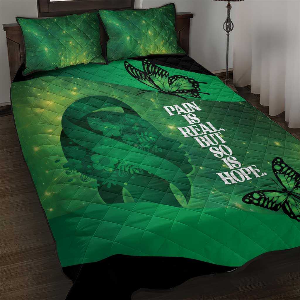 World Mental Health Awareness Month Quilt Bed Set Warriors Brave Strong Galaxy Vibes LT14 Green - Polynesian Pride