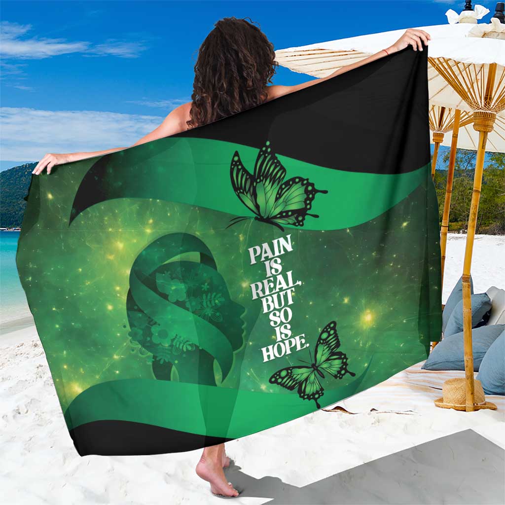 World Mental Health Awareness Month Sarong Warriors Brave Strong Galaxy Vibes LT14 One Size 44 x 66 inches Green - Polynesian Pride