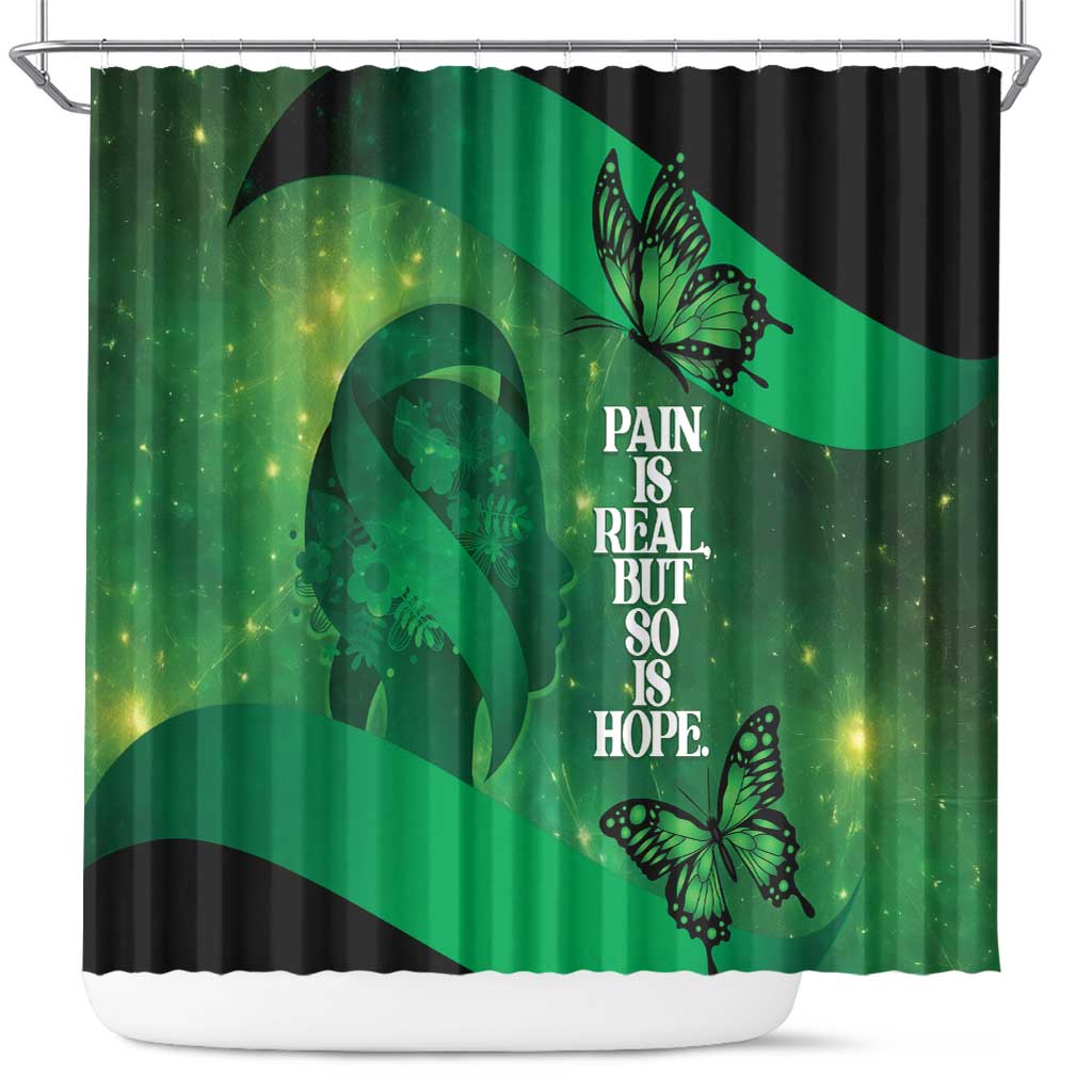 World Mental Health Awareness Month Shower Curtain Warriors Brave Strong Galaxy Vibes LT14 Green - Polynesian Pride