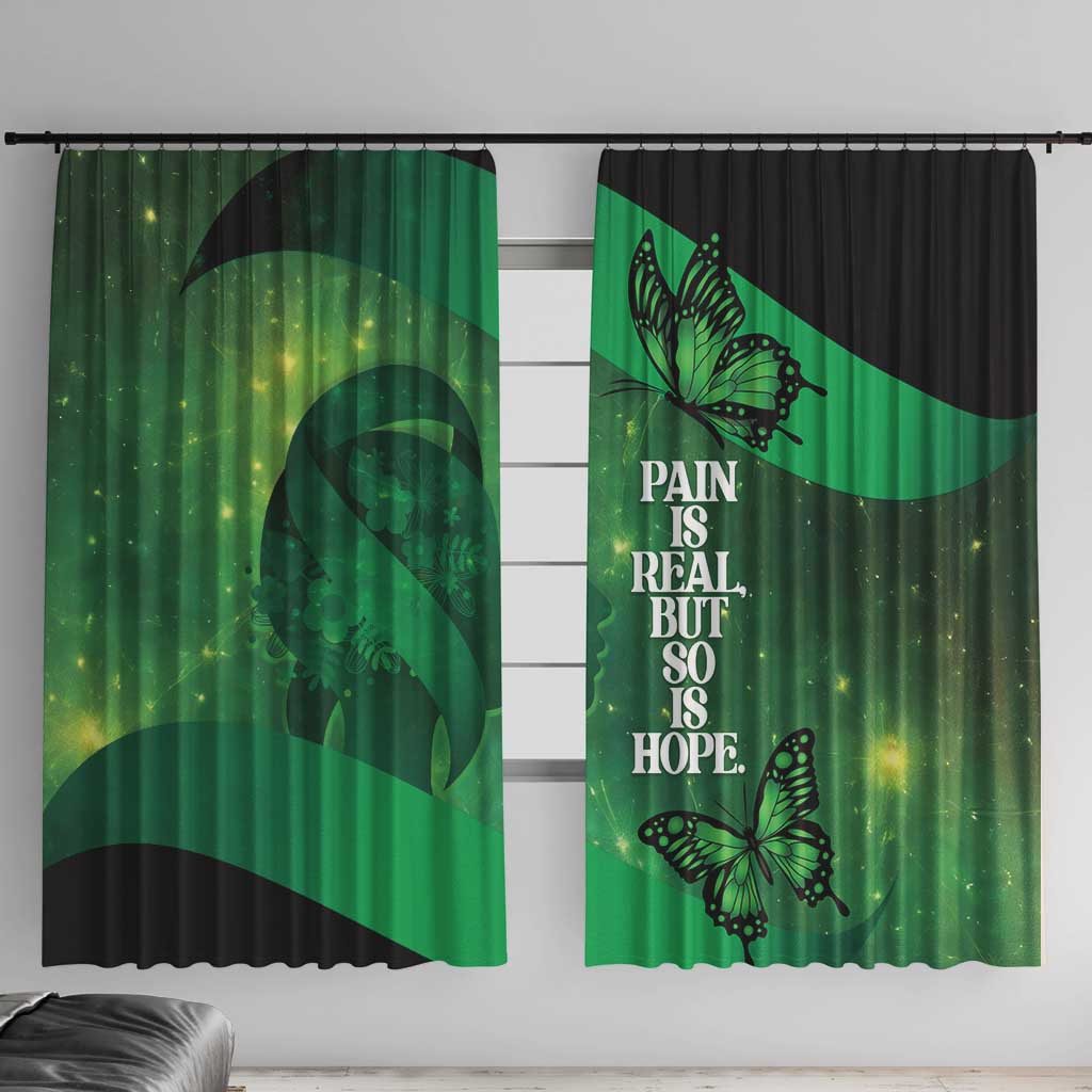 World Mental Health Awareness Month Window Curtain Warriors Brave Strong Galaxy Vibes LT14 With Hooks Green - Polynesian Pride