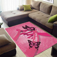 Polynesia Breast Cancer Awareness Month Area Rug Pink Ribbon Mix Butterflies