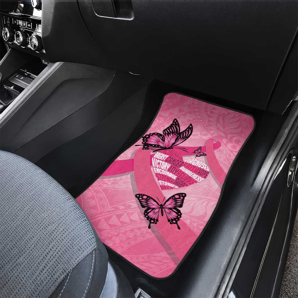 Polynesia Breast Cancer Awareness Month Car Mats Pink Ribbon Mix Butterflies