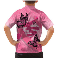 Polynesia Breast Cancer Awareness Month Family Matching Mermaid Dress and Hawaiian Shirt Pink Ribbon Mix Butterflies