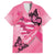 Polynesia Breast Cancer Awareness Month Family Matching Off Shoulder Short Dress and Hawaiian Shirt Pink Ribbon Mix Butterflies