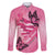 Polynesia Breast Cancer Awareness Month Family Matching Off Shoulder Short Dress and Hawaiian Shirt Pink Ribbon Mix Butterflies