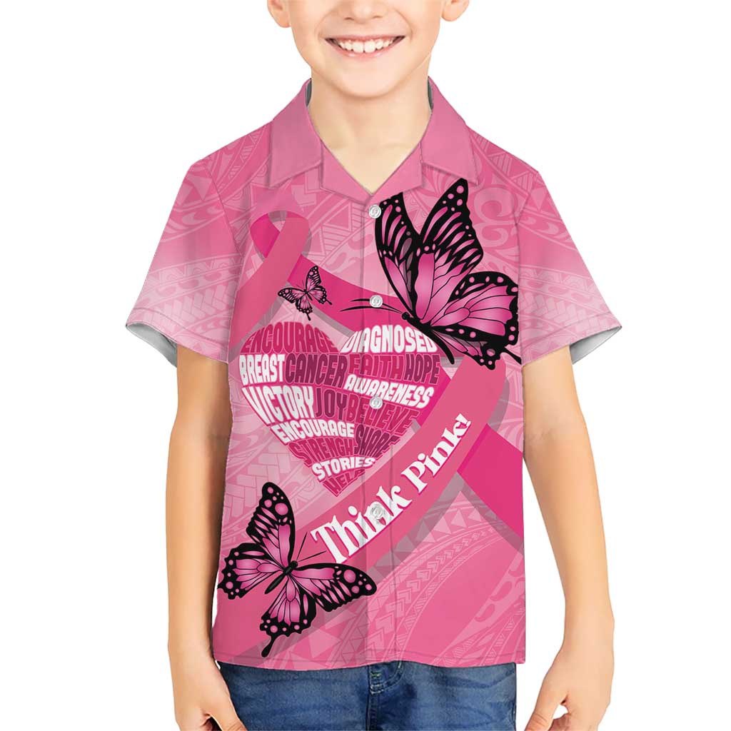 Polynesia Breast Cancer Awareness Month Hawaiian Shirt Pink Ribbon Mix Butterflies