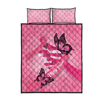 Polynesia Breast Cancer Awareness Month Quilt Bed Set Pink Ribbon Mix Butterflies