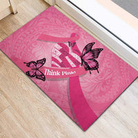 Polynesia Breast Cancer Awareness Month Rubber Doormat Pink Ribbon Mix Butterflies