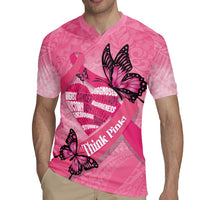 Polynesia Breast Cancer Awareness Month Rugby Jersey Pink Ribbon Mix Butterflies