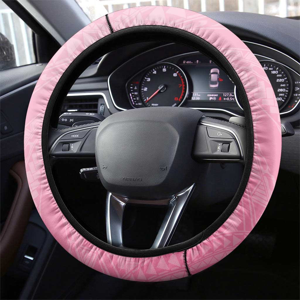 Polynesia Breast Cancer Awareness Month Steering Wheel Cover Pink Ribbon Mix Butterflies