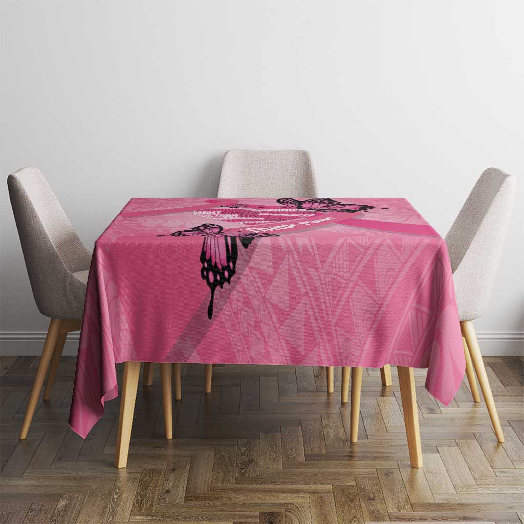 Polynesia Breast Cancer Awareness Month Tablecloth Pink Ribbon Mix Butterflies
