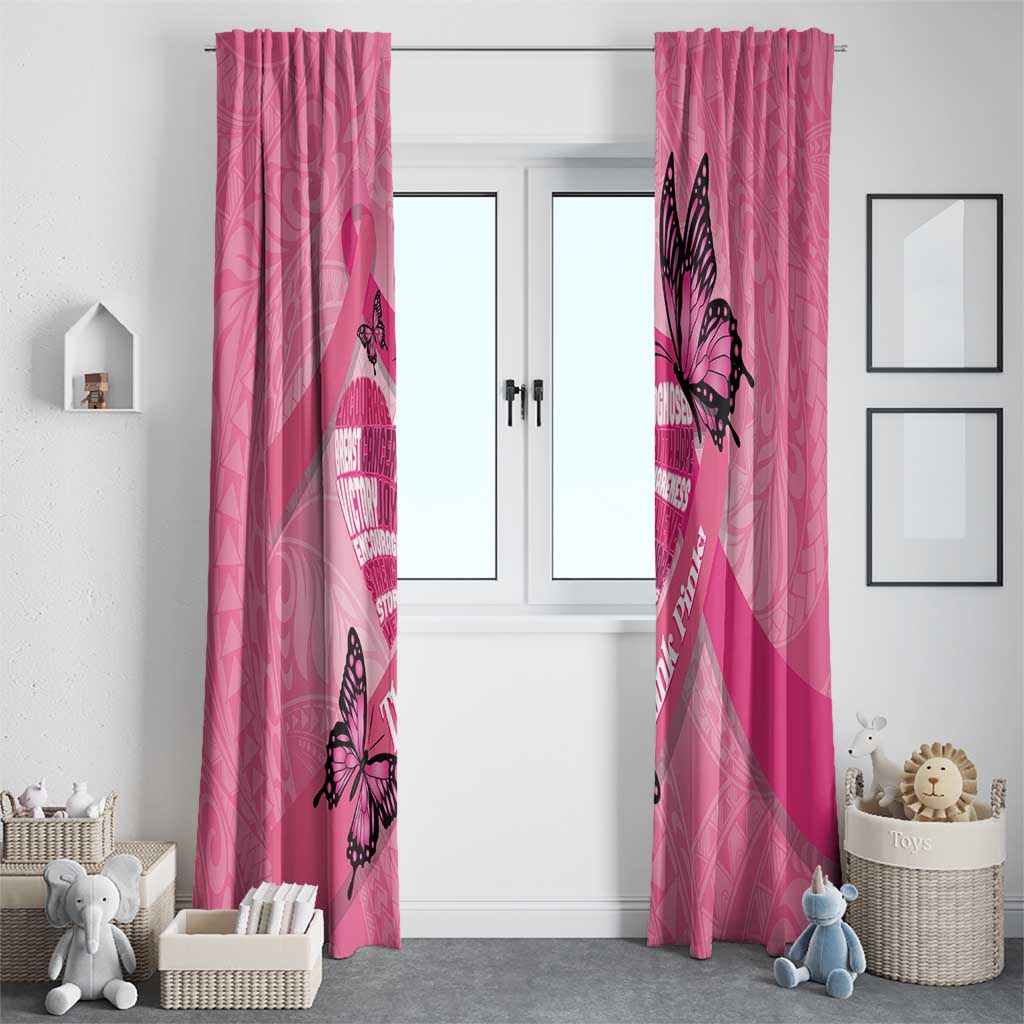 Polynesia Breast Cancer Awareness Month Window Curtain Pink Ribbon Mix Butterflies