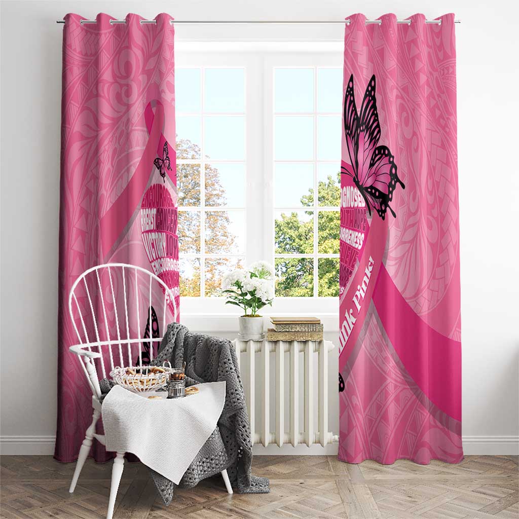 Polynesia Breast Cancer Awareness Month Window Curtain Pink Ribbon Mix Butterflies