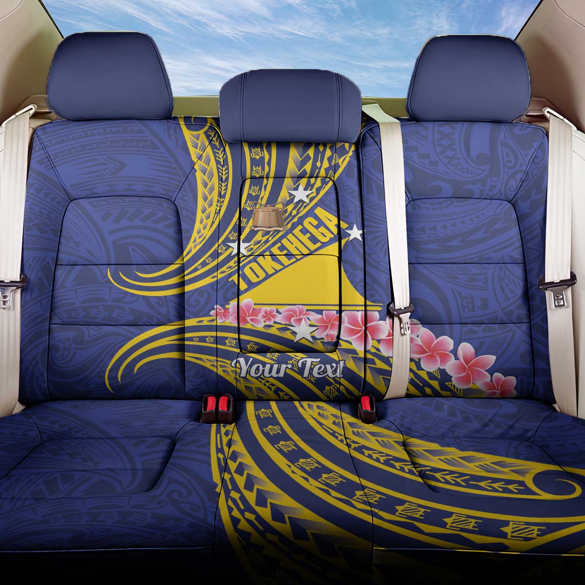 Personalised Tokelau Tokehega Day Back Car Seat Cover Tokelauan Tatau Flag Color - Polynesian Pride