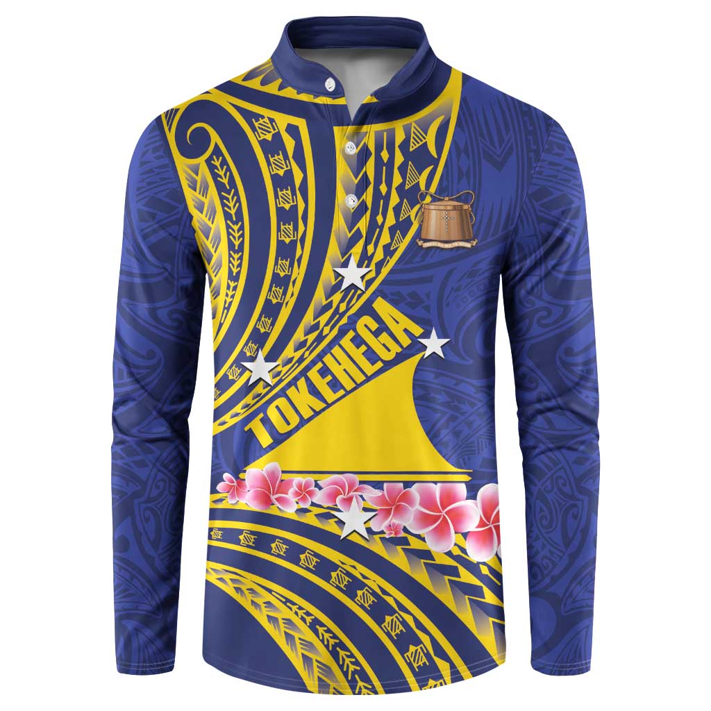 Personalised Tokelau Tokehega Day Button Sweatshirt Tokelauan Tatau Flag Color LT14 Blue - Polynesian Pride