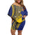 Personalised Tokelau Tokehega Day Family Matching Off Shoulder Short Dress and Hawaiian Shirt Tokelauan Tatau Flag Color - Polynesian Pride