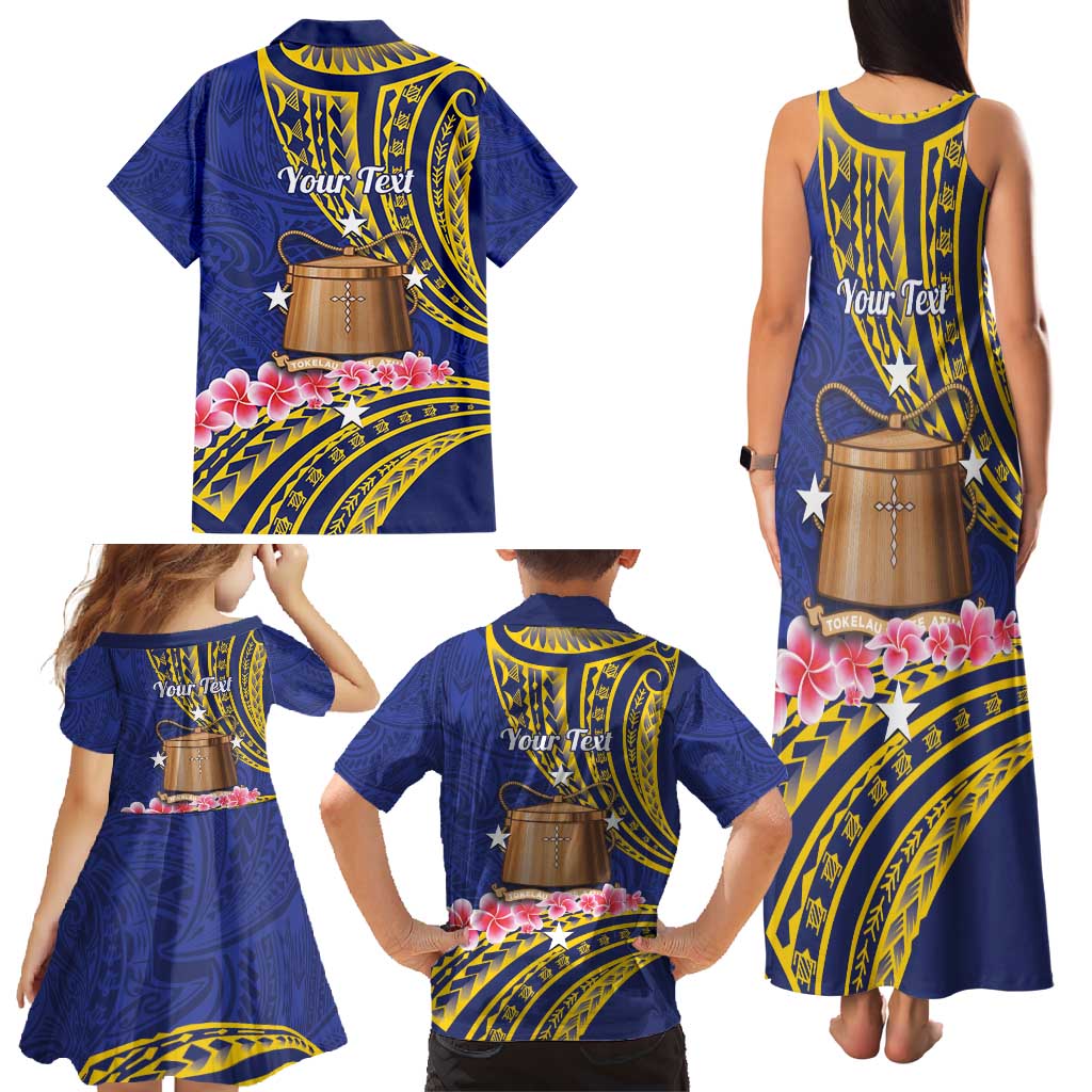 Personalised Tokelau Tokehega Day Family Matching Tank Maxi Dress and Hawaiian Shirt Tokelauan Tatau Flag Color - Polynesian Pride