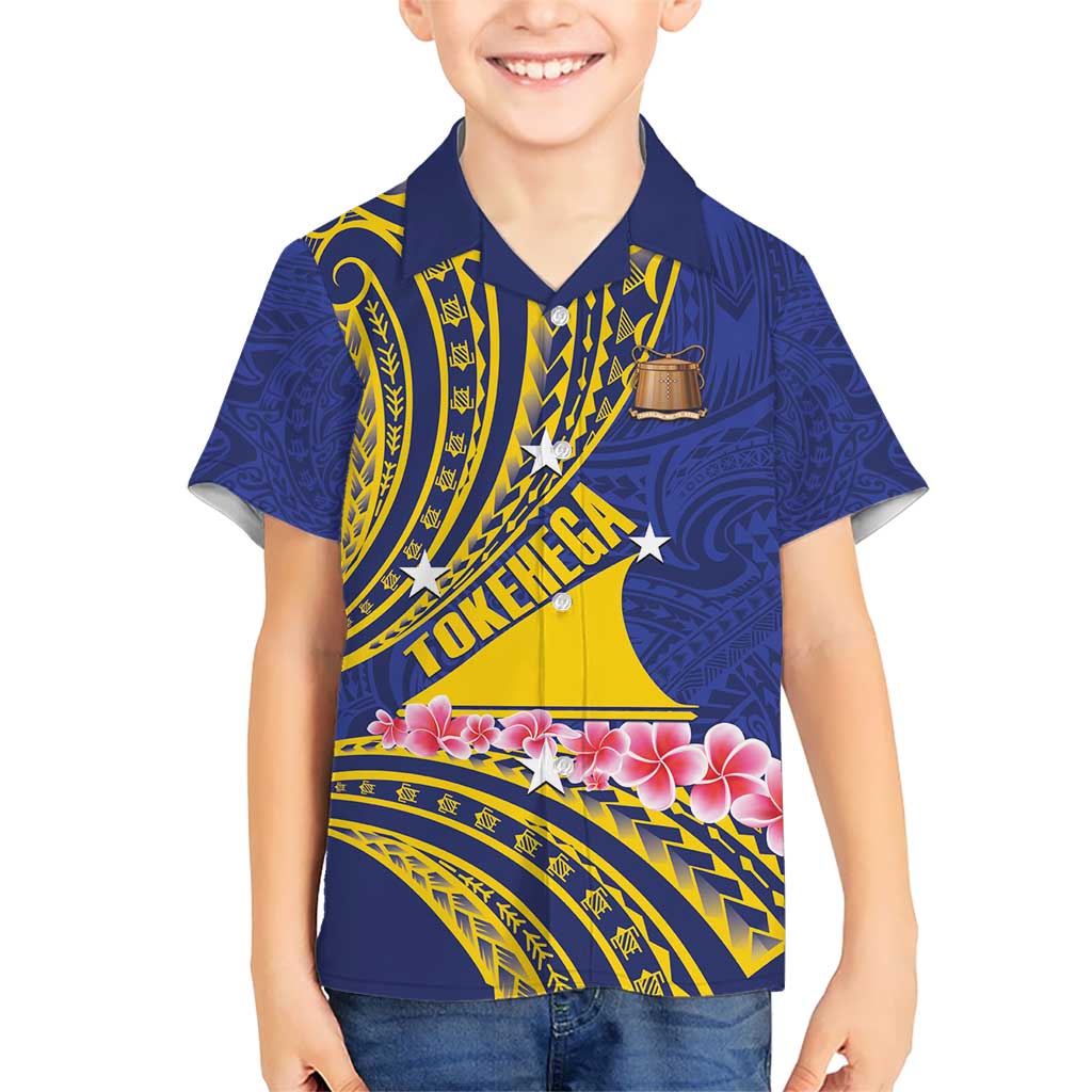 Personalised Tokelau Tokehega Day Kid Hawaiian Shirt Tokelauan Tatau Flag Color LT14 Kid Blue - Polynesian Pride