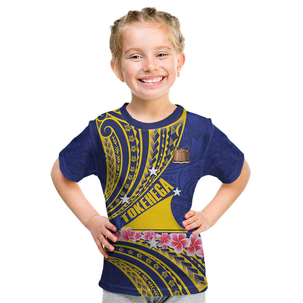 Personalised Tokelau Tokehega Day Kid T Shirt Tokelauan Tatau Flag Color LT14 Blue - Polynesian Pride