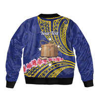 Personalised Tokelau Tokehega Day Sleeve Zip Bomber Jacket Tokelauan Tatau Flag Color - Polynesian Pride