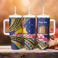 Personalised Tokelau Tokehega Day Tumbler With Handle Tokelauan Tatau Flag Color - Polynesian Pride
