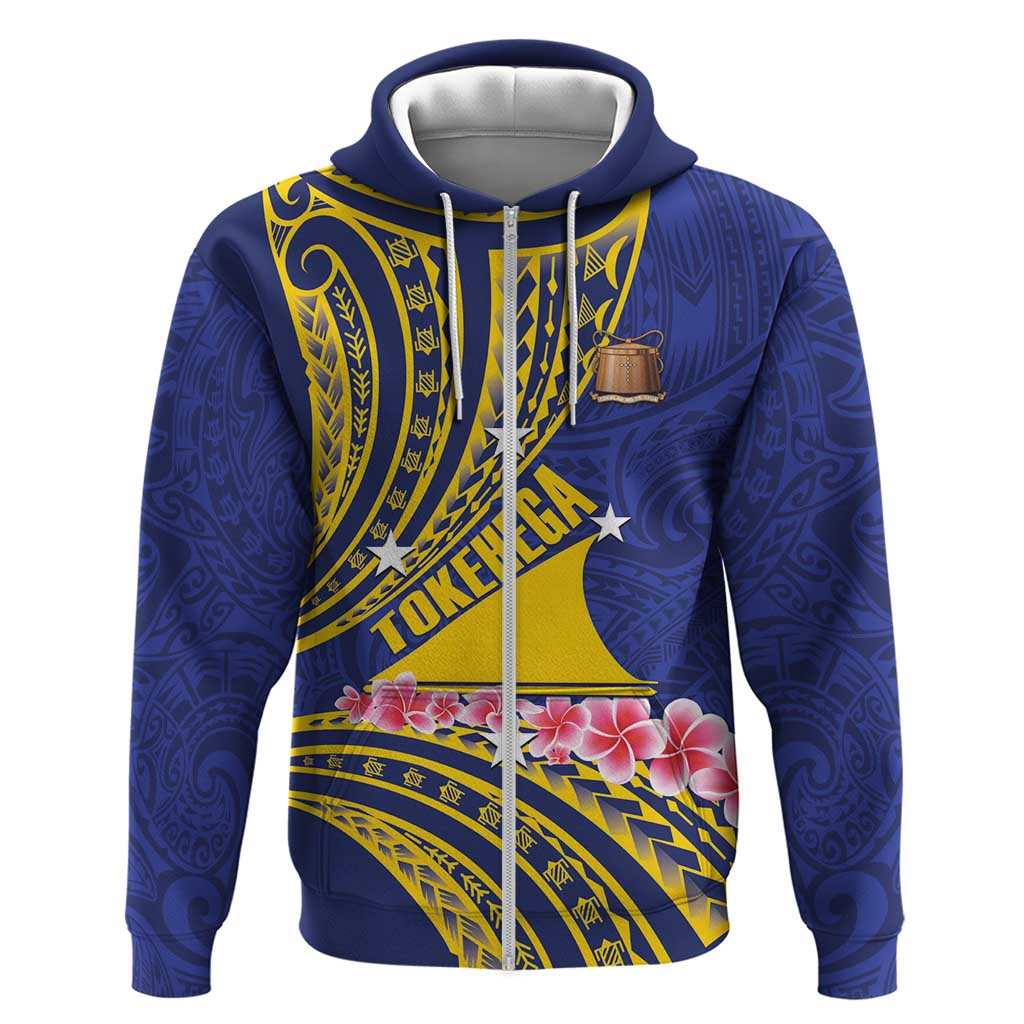 Personalised Tokelau Tokehega Day Zip Hoodie Tokelauan Tatau Flag Color LT14 Zip Hoodie Blue - Polynesian Pride