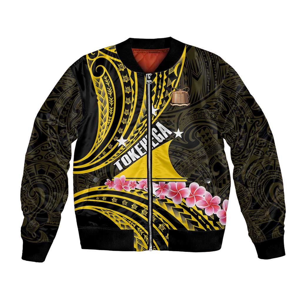 Personalised Tokelau Tokehega Day Bomber Jacket Tokelauan Tatau Black Color LT14 Unisex Black - Polynesian Pride