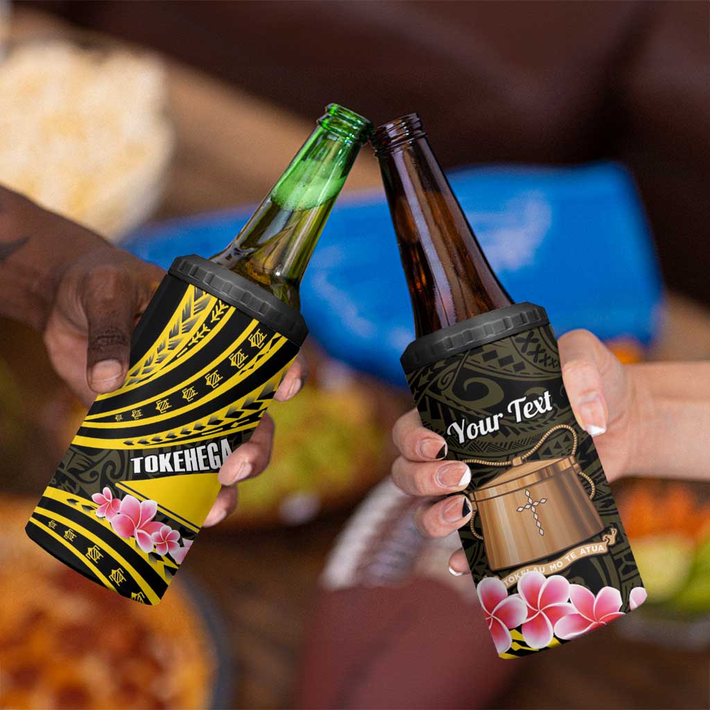 Personalised Tokelau Tokehega Day 4 in 1 Can Cooler Tumbler Tokelauan Tatau Black Color - Polynesian Pride