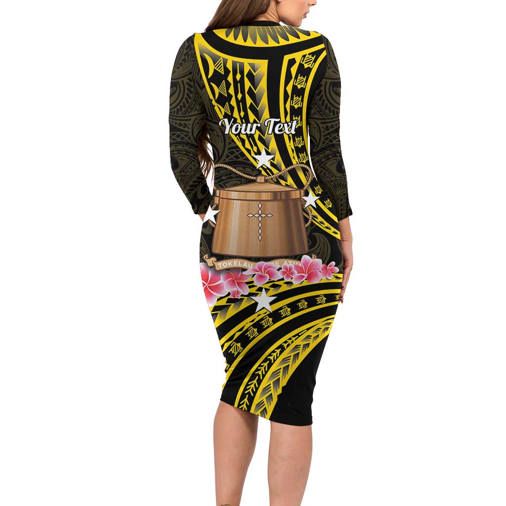 Personalised Tokelau Tokehega Day Family Matching Long Sleeve Bodycon Dress and Hawaiian Shirt Tokelauan Tatau Black Color - Polynesian Pride