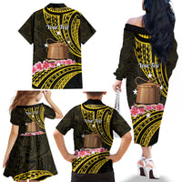 Personalised Tokelau Tokehega Day Family Matching Off The Shoulder Long Sleeve Dress and Hawaiian Shirt Tokelauan Tatau Black Color - Polynesian Pride