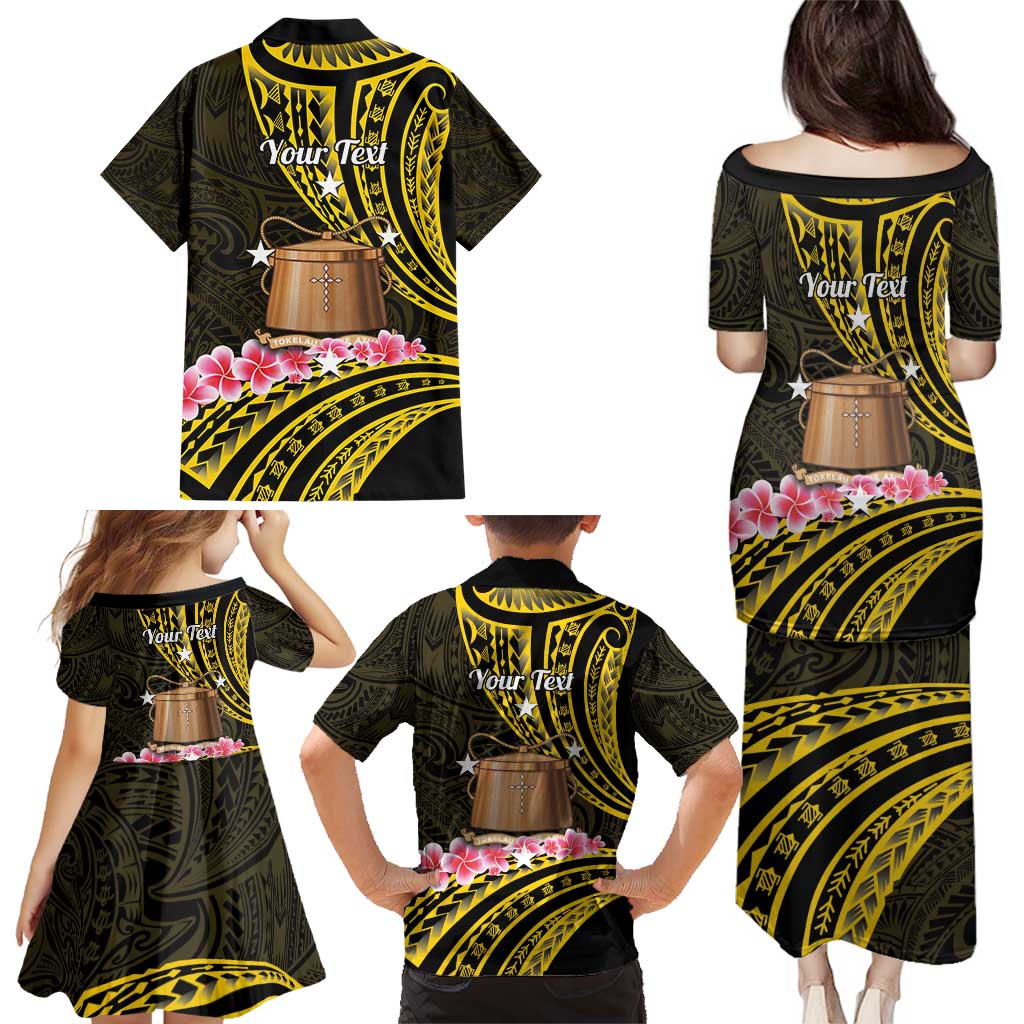 Personalised Tokelau Tokehega Day Family Matching Puletasi and Hawaiian Shirt Tokelauan Tatau Black Color - Polynesian Pride