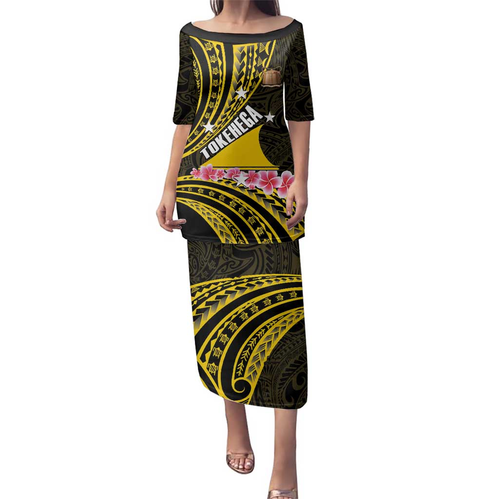 Personalised Tokelau Tokehega Day Family Matching Puletasi and Hawaiian Shirt Tokelauan Tatau Black Color - Polynesian Pride