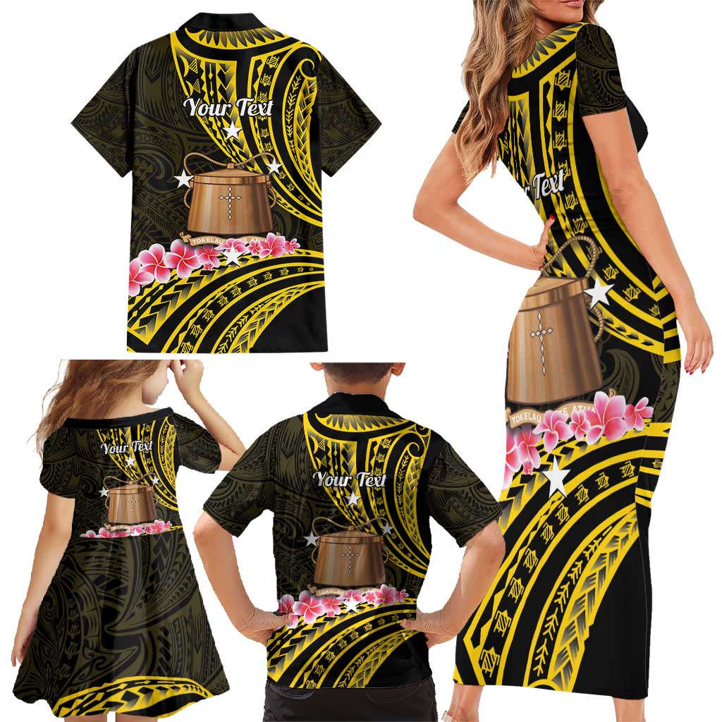 Personalised Tokelau Tokehega Day Family Matching Short Sleeve Bodycon Dress and Hawaiian Shirt Tokelauan Tatau Black Color - Polynesian Pride